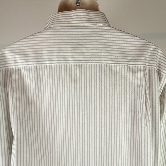 Jos. A. Bank Mens Shirt 17/35 Tailored Fit White Gray Strip L/S - Picture 5 of 10